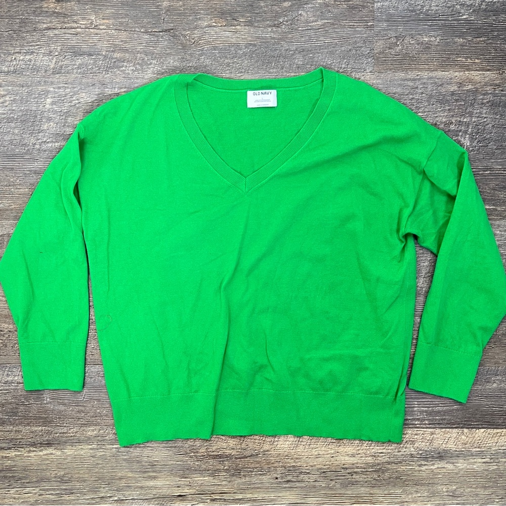 Old Navy Emerald green V-neck sweater size large L B122